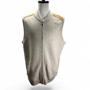 ROUNDTREE & YORKE Men Brown Knit Sweater Size 2XT Pockets Zip Sleeveless Vest